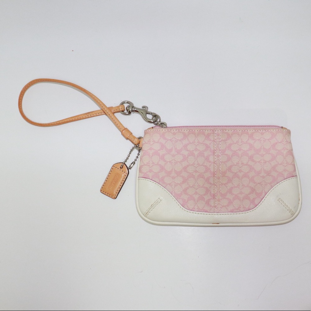 Coach Signature Wristlet Monogram White Leather